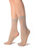 Grey Gladiolus Flowers Ankle High Socks