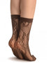 Brown Gladiolus Flowers Ankle High Socks