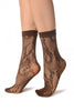 Brown Gladiolus Flowers Ankle High Socks