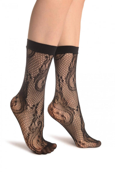 Black Gladiolus Flowers Ankle High Socks