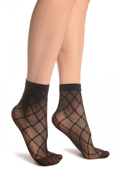 Black Diamonds & Dots Ankle High Socks