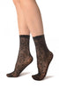 Black Orchids On Lace Ankle High Socks