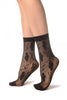 Black Mesh With Large Flowers Ankle High Socks