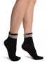 Black With Around The Ankle Bow Ankle High Socks