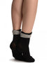 Black With Around The Ankle Bow Ankle High Socks