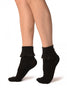 Black With Black Lace Trim Ankle High Socks