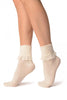Cream With Cream Lace Trim Ankle High Socks