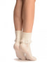 Cream With Cream Lace Trim Ankle High Socks