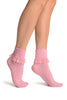 Baby Pink With Pink Lace Trim Ankle High Socks