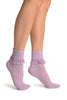 Lilac With Lilac Lace Trim Ankle High Socks