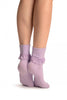 Lilac With Lilac Lace Trim Ankle High Socks