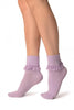 Lilac With Lilac Lace Trim Ankle High Socks