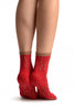 Little Fish On Red Japanese Ankle High Socks