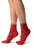Little Fish On Red Japanese Ankle High Socks
