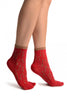 Little Fish On Red Japanese Ankle High Socks