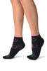 Pink Clouds On Dark Blue Japanese Ankle High Socks