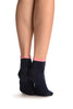 Pink Clouds On Dark Blue Japanese Ankle High Socks