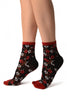 Sakura Blossom On Black Japanese Ankle High Socks