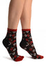 Sakura Blossom On Black Japanese Ankle High Socks