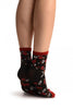 Sakura Blossom On Black Japanese Ankle High Socks