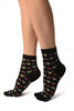 Little Hearts On Black Japanese Ankle High Socks