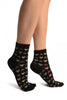 Little Hearts On Black Japanese Ankle High Socks