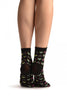 Little Hearts On Black Japanese Ankle High Socks