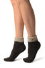 Grey With Cute Dog Flip Top Angora Ankle High Socks