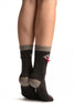 Dark Grey With Cute Bear & Satin Bow Angora Ankle High Socks