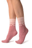 Pink Duo With Snowflakes Angora Ankle High Socks