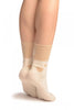 Hearts On Beige Angora Ankle High Socks