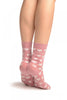 Hearts On Pink Angora Ankle High Socks