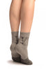 Grey With Thing Stripes & Snowman Angora Ankle High Socks