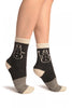 Dark Grey With Thing Stripes & Snowman Angora Ankle High Socks