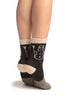 Dark Grey With Thing Stripes & Snowman Angora Ankle High Socks