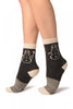 Dark Grey With Thing Stripes & Snowman Angora Ankle High Socks