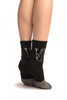 Black With Thing Stripes & Snowman Angora Ankle High Socks