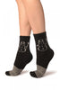 Black With Thing Stripes & Snowman Angora Ankle High Socks