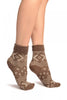 Nordic Style On Brown Cashmere Ankle High Socks