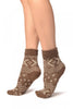 Nordic Style On Brown Cashmere Ankle High Socks