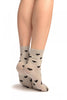 Hearts All Over Grey Ankle High Socks