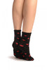 Hearts All Over Black Ankle High Socks