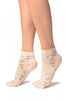 Cream With Summer Flowers Ankle High Socks