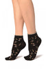 Black With Summer Flowers Ankle High Socks