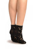 Black With Summer Flowers Ankle High Socks