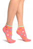 Pink With Rainbow Polka Dot Ankle High Socks