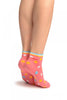 Pink With Rainbow Polka Dot Ankle High Socks