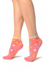 Pink With Rainbow Polka Dot Ankle High Socks