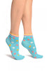 Blue With Rainbow Polka Dot Ankle High Socks