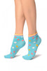 Blue With Rainbow Polka Dot Ankle High Socks